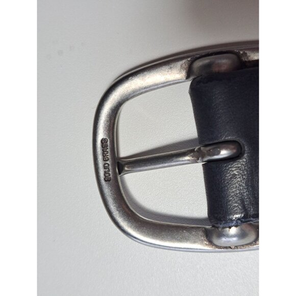 Duluth Trading Co. Leather Belt Men's Black Silver Oval Brass Buckle 41" - Picture 8 of 11